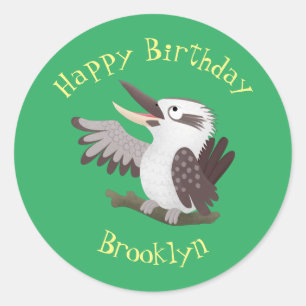 Pegatina Redonda Personalizado de kookaburra gracioso