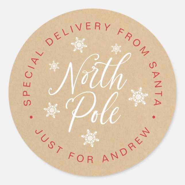 Pegatina Redonda Personalizado de Kraft Brown, entrega especial del (Anverso)