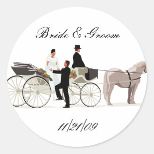 Pegatina Redonda Personalizado de KRW Boda elegante de la carretill
