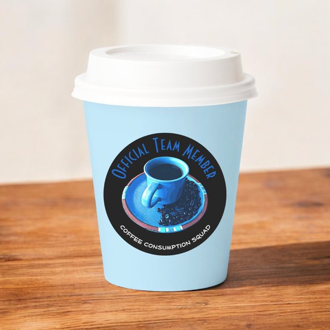 Pegatina Redonda Personalizado de la Copa de Coffee Consumption Squ (round 3" custom text sticker)