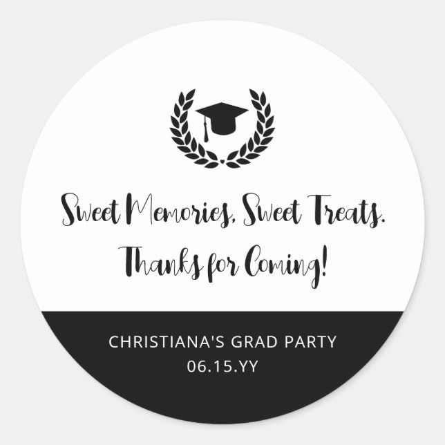 Pegatina Redonda Personalizado de la fiesta de graduación moderna G (Anverso)