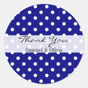 Pegatina Redonda Personalizado de la Ronda Azul de la Marina Polka 