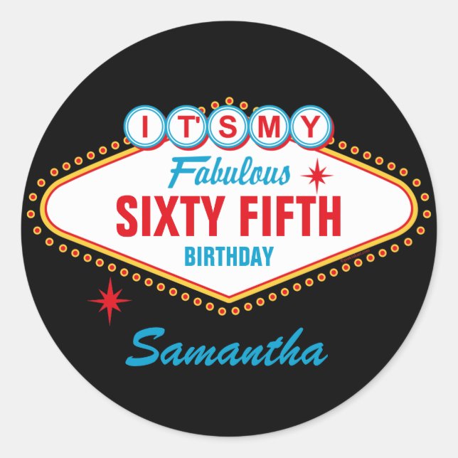 Pegatina Redonda Personalizado de Las Vegas (Anverso)