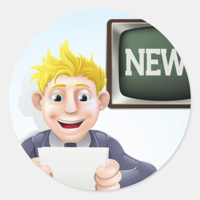 Pegatina Redonda Personalizado de lector de noticias (Anverso)