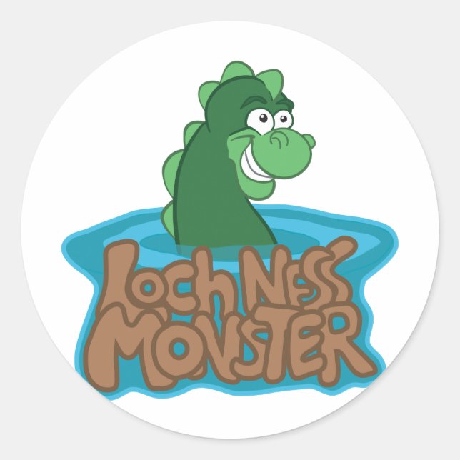 Pegatina Redonda Personalizado de Loch Ness Monster (Anverso)