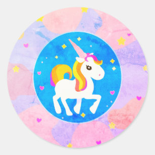 Pegatina Redonda Personalizado de logotipos de unicornio