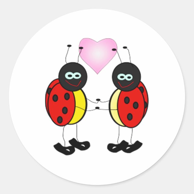 Pegatina Redonda Personalizado de Love Bug Ladybug (Anverso)