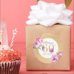 Pegatina Redonda Personalizado de lujo 60th Birthday Peonies Gold P<br><div class="desc">Pegatina Purpurina Floral Pink Gold de lujo 60 años. Fácil de personalizar. Los productos correspondientes se pueden encontrar en Luxury Adult Peonies Birthday Collection.</div>