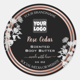 Pegatina Redonda Personalizado de marcas de productos negras Rosa m