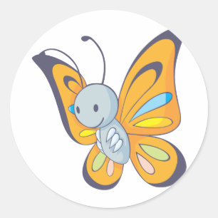 Pegatina Redonda Personalizado de mariposa de bebé