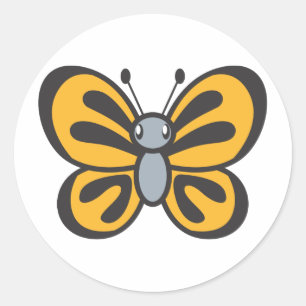 Pegatina Redonda Personalizado de mariposa naranja