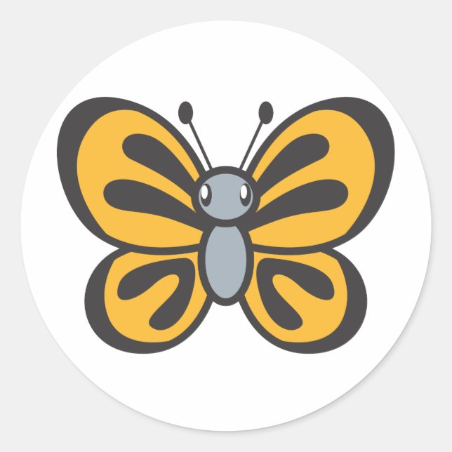 Pegatina Redonda Personalizado de mariposa naranja (Anverso)