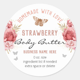 Pegatina Redonda Personalizado de mariposas florales