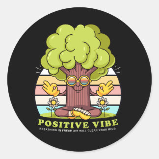Pegatina Redonda Personalizado de mascota de árbol fresco vectorial