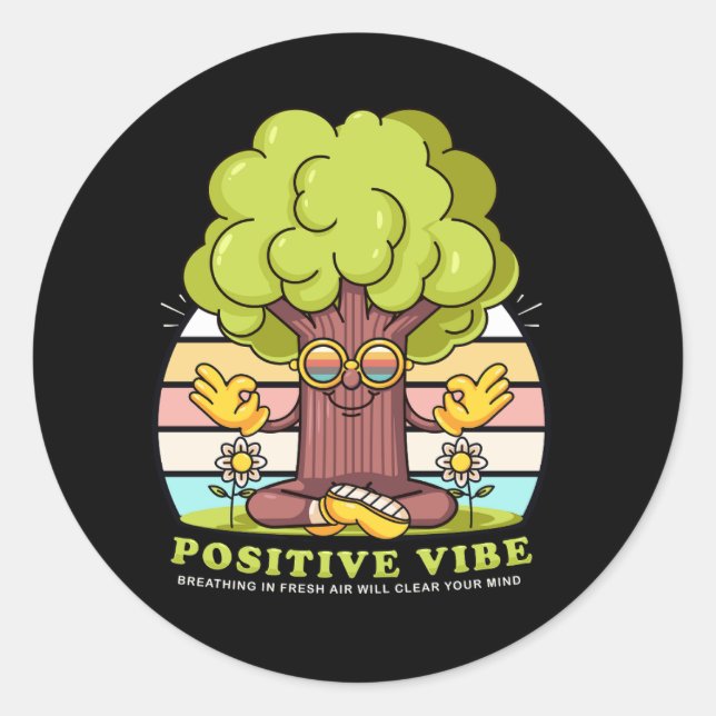 Pegatina Redonda Personalizado de mascota de árbol fresco vectorial (Anverso)