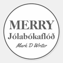 Pegatina Redonda Personalizado de Merry Jolabokaflod