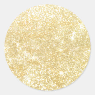 Pegatina Redonda Personalizado de moda Gold Sparkle Shimmer