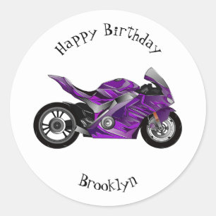 Pegatina Redonda Personalizado de motocicleta Purple