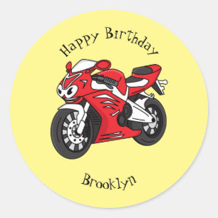 Pegatina Redonda Personalizado de motocicleta roja