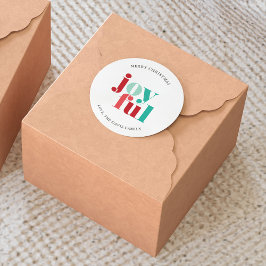 Pegatina Redonda Personalizado de Navidades "alegres" verdes y rojo