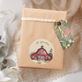 Pegatina Redonda Personalizado de Navidades de campo