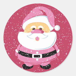 Pegatina Redonda Personalizado de Navidades de Cute Santa Claus