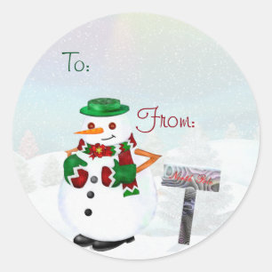 Pegatina Redonda Personalizado de Navidades de pueblo escarpado a y