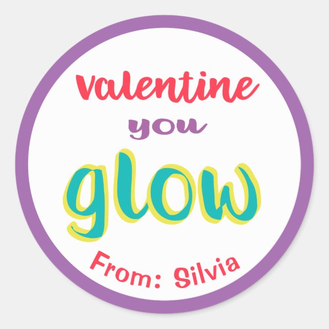 Pegatina Redonda Personalizado de niños divertidos con un glow Stic (Anverso)