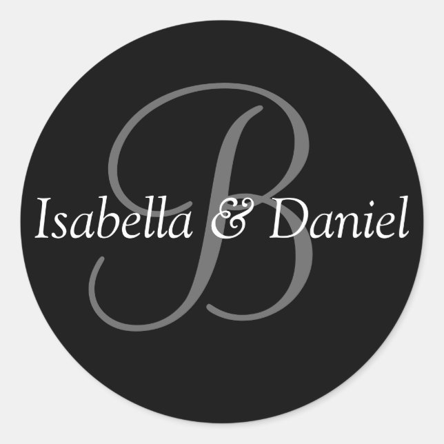 Pegatina Redonda Personalizado de nombres de novias de Boda de mono (Anverso)