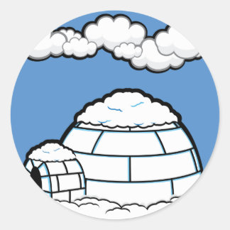 Pegatina Redonda Personalizado DE NUBE BLANCA DE NIEVE DE IGLOO DE