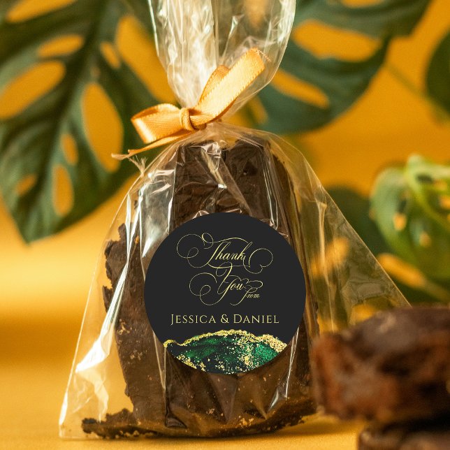 Pegatina Redonda Personalizado de oro verde esmeralda de lujo (Luxury Emerald Green Gold Custom Classic Round Sticker)