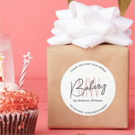 Pegatina Redonda Personalizado de panadería Monograma Blanco