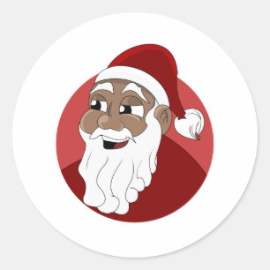 Pegatina Redonda Personalizado de Papá Noel Negro