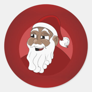 Pegatina Redonda Personalizado de Papá Noel Negro