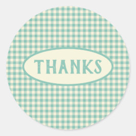 Pegatina Redonda Personalizado de patrón de tablero de cheques azul