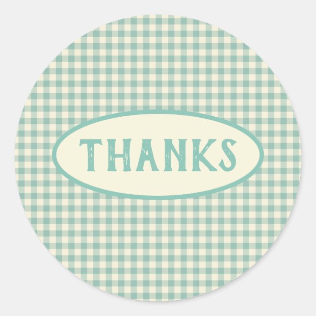 Pegatina Redonda Personalizado de patrón de tablero de cheques azul (Anverso)