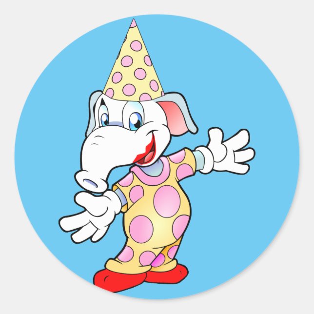 Pegatina Redonda Personalizado de payasos elefantes (Anverso)