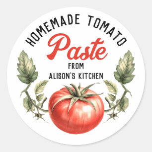 Pegatina Redonda Personalizado de pegado de tomate enlatado estilo