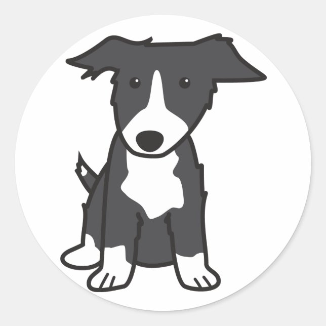 Pegatina Redonda Personalizado de Perro Collie de borde (Anverso)