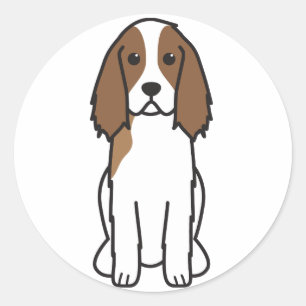 Pegatina Redonda Personalizado de Perro Español de Springer en ingl