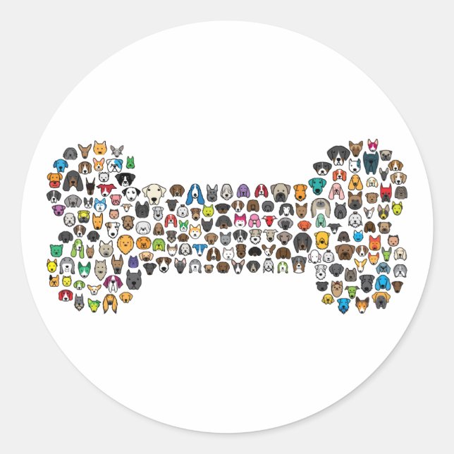 Pegatina Redonda Personalizado de perro óseo (Anverso)