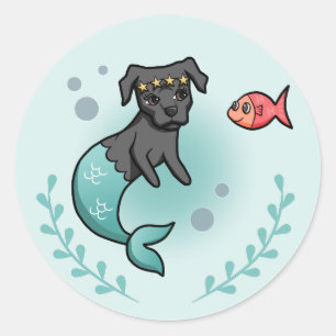 Pegatina Redonda Personalizado de Perro Terrier de Pit Bull