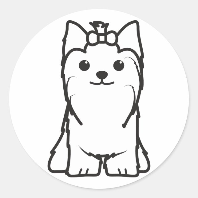 Pegatina Redonda Personalizado de Perro Terrier de Yorkshire (Anverso)