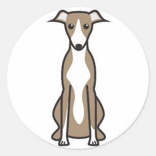 Pegatina Redonda Personalizado de perros Whippet