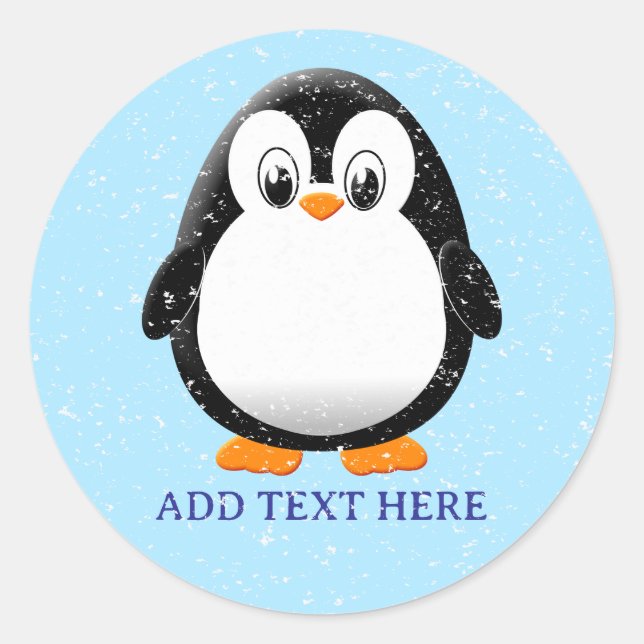 Pegatina Redonda Personalizado de Personalizado de pingüino lindo (Anverso)