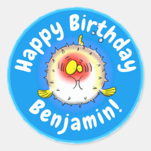 Pegatina Redonda personalizado de pescado porcupón de lucioperca