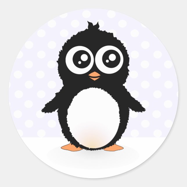 Pegatina Redonda Personalizado de pingüino cute (Anverso)