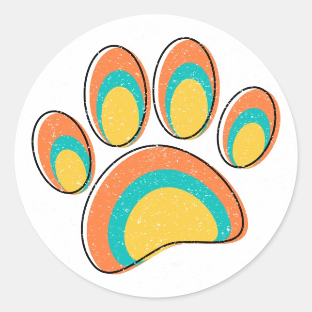 Pegatina Redonda Personalizado de pinturas de perros de arte modern (Anverso)