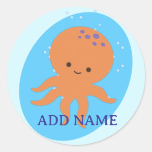 Pegatina Redonda Personalizado de pulpo cutáneo