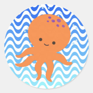 Pegatina Redonda Personalizado de pulpo cutáneo